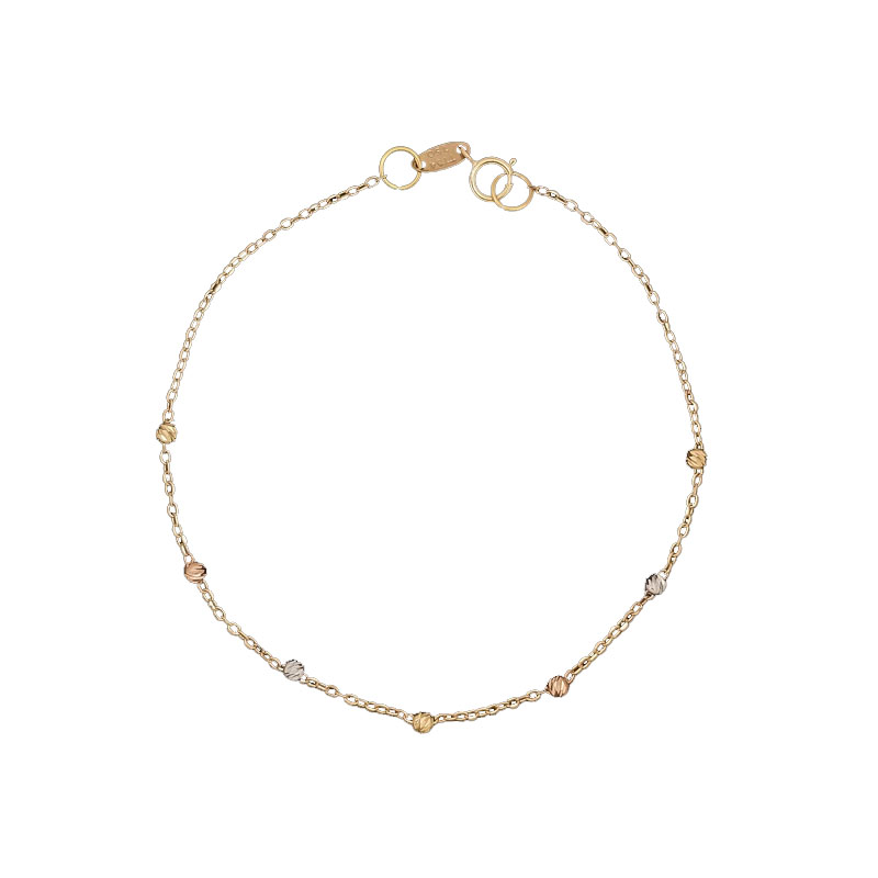 دستبند زنجیری طلا کم اجرت 18 عیار زنانه ناریا مدل گوی البرناردو M25-1