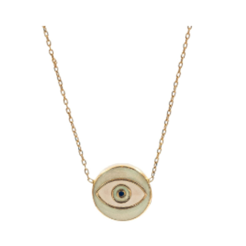 گردنبند طلا زنانه مدل چشم مینا کاری