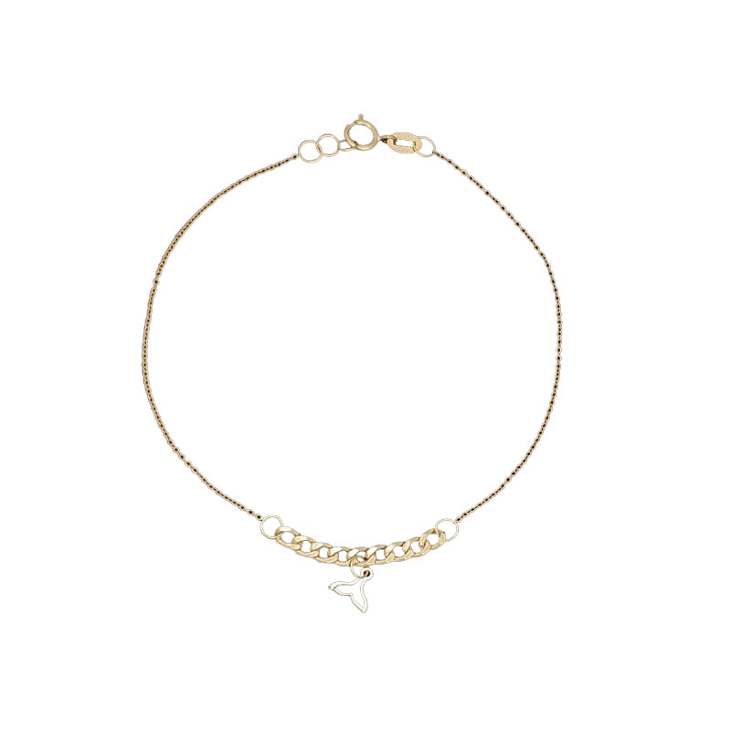 دستبند زنجیری طلا 18 عیار زنانه ناریا مدل دم وال